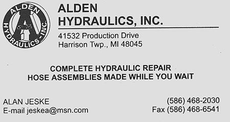 Alan's business card for Alden Hydraulics, Inc.