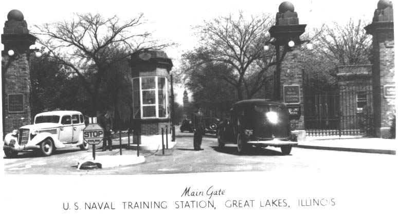 post card of Great Lakes Naval Station in Illinois, 1945
