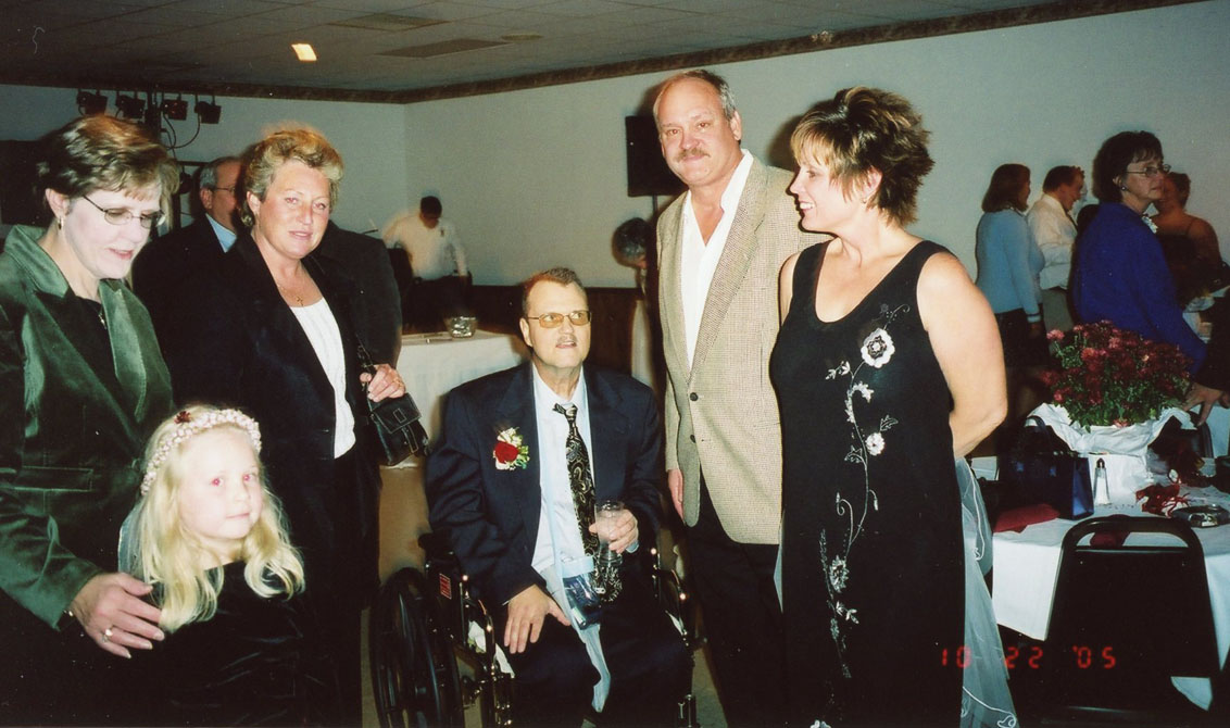 Alan with guests at Stephanie's wedding