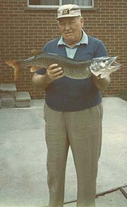 Joe Schulte in later years with a large pike