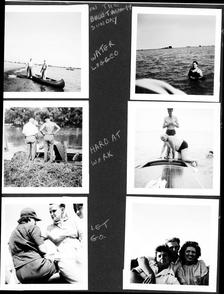 picnic by Pontiac Lake, Joe on boat