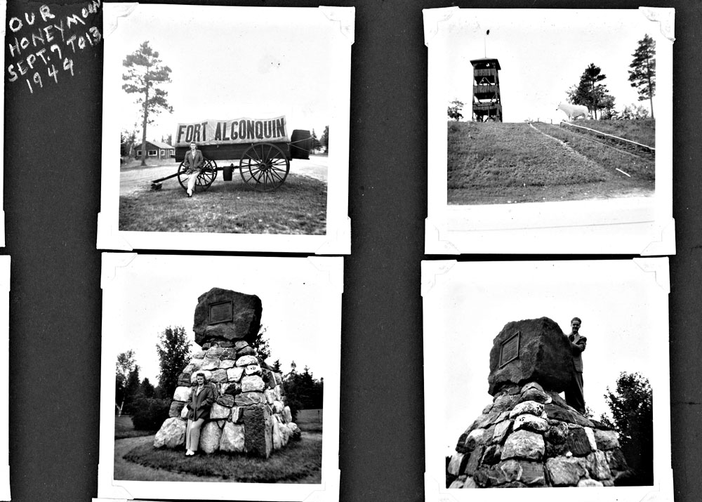 Rosie and Wally on honeymoon, Fort Algonquin and northern MI