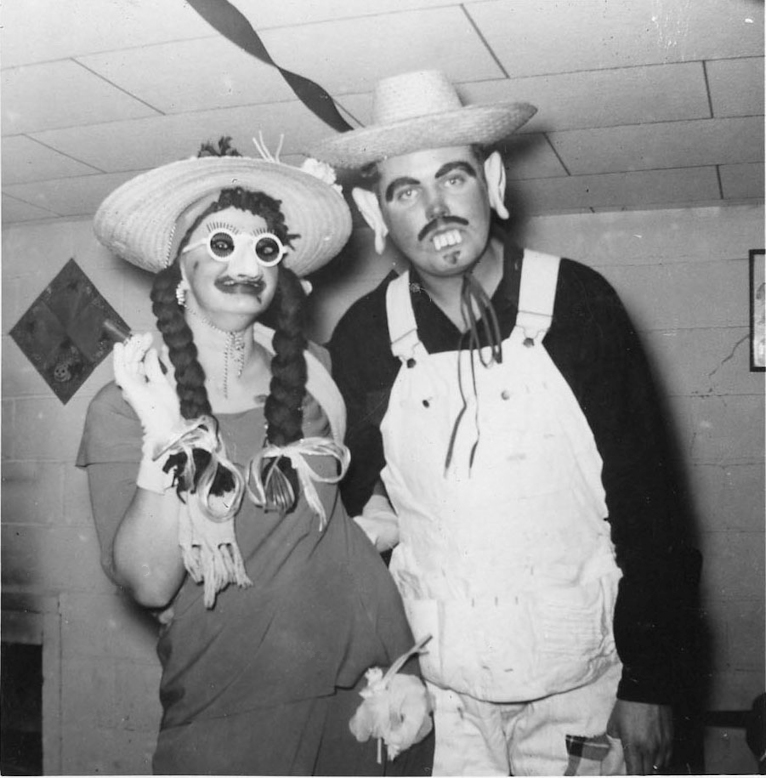 Rosie (Schulte) and Wally Jeske in their wacky costumes
          border=