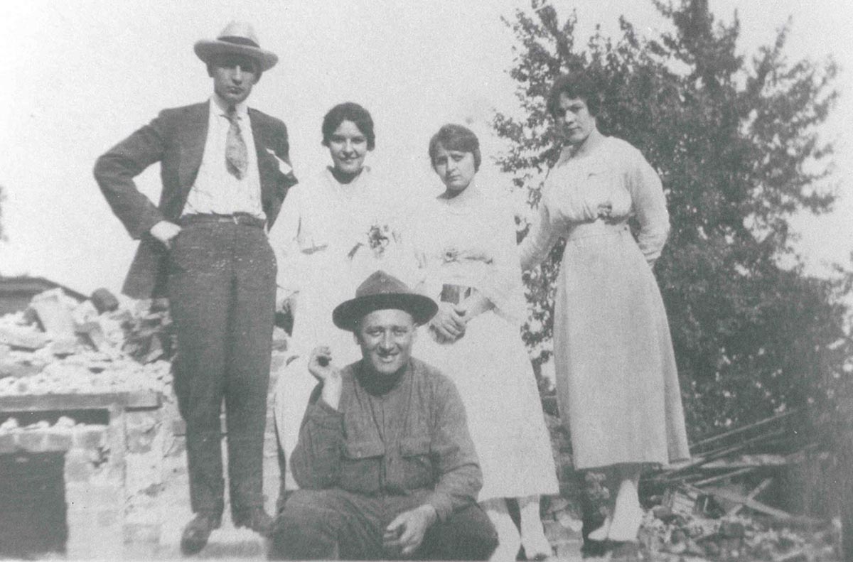 Joe Schulte in uniform with Sadie Trombly and other friends back in Detroit